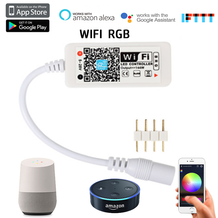 Magic Home Pro APP DC5-28V WIFI RGB LED Pixel Remote Smart Controller Works with Amazon Alexa, Google Assistant home, AliGenie, and IFTTT device, Suitable for Single Color/RGB LED Strip Lights